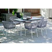 "Милан" обеденная группа на 6 персон, цвет светло-серый с белым каркасом