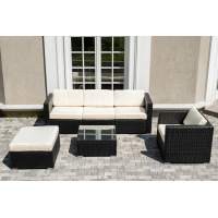 "Даллас" лаунж-зона из искусственного ротанга на 5 персон, цвет черный