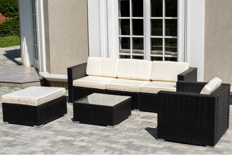 "Даллас" лаунж-зона из искусственного ротанга на 5 персон, цвет черный-1