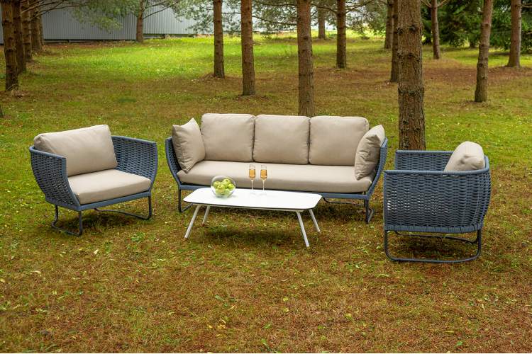 "Фиджи" лаунж-зона 5-местная плетеная из роупа (веревки), каркас алюминиевый темно-серый, роуп синий (KT18-014)-3