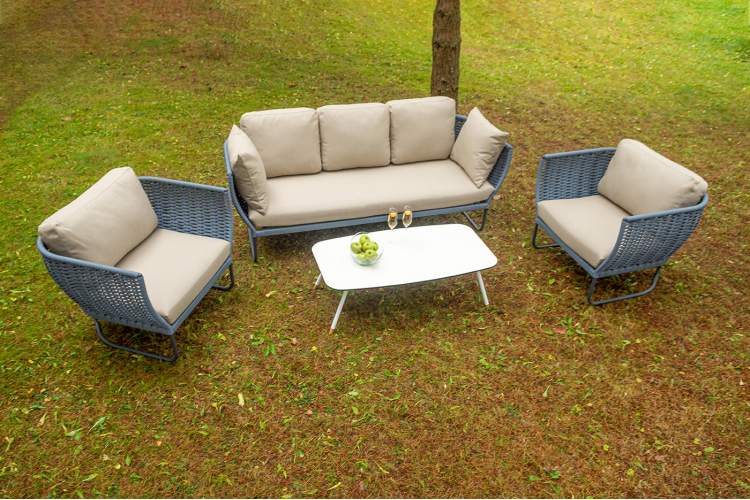 "Фиджи" лаунж-зона 5-местная плетеная из роупа (веревки), каркас алюминиевый темно-серый, роуп синий (KT18-014)-6