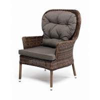 "Алиса" кресло плетеное, цвет коричневый с подушками