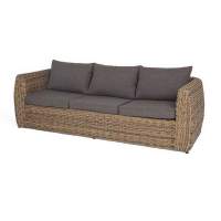  Кальяри  диван из искусственного ротанга (гиацинт) трехместный, цвет соломенный