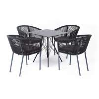 "Форли" обеденная группа на 4 персоны, квадратный стол, цвет "серый гранит"