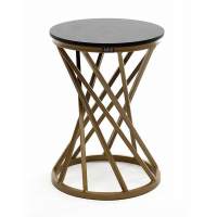 "Сантьяго" журнальный стол из HPL круглый Ø40 H55, каркас из стали золотой, цвет столешницы "серый гранит"