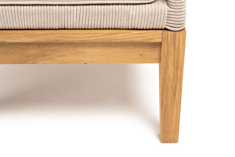 "Канны" кресло плетеное из роупа, основание дуб, роуп бежевый круглый, ткань бежевая 15052-3