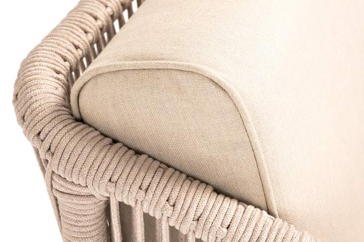 "Канны" кресло плетеное из роупа, основание дуб, роуп бежевый круглый, ткань бежевая 15052-8