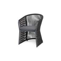 "Романо" стул плетеный из роупа, каркас алюминий темно-серый (RAL7024) муар, роуп темно-серый круглый, ткань темно-серая 027