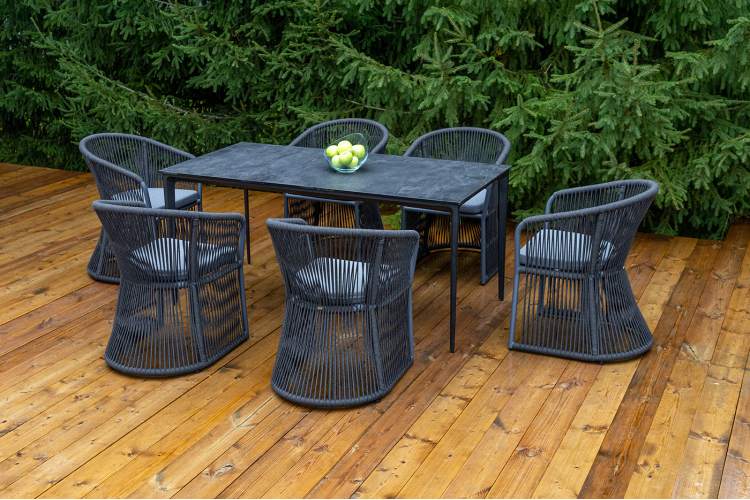 "Романо" обеденная группа на 6 персон, каркас темно-серый, роуп темно-серый-2