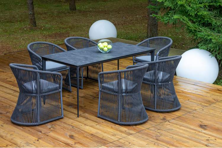 "Романо" обеденная группа на 6 персон, каркас темно-серый, роуп темно-серый-3