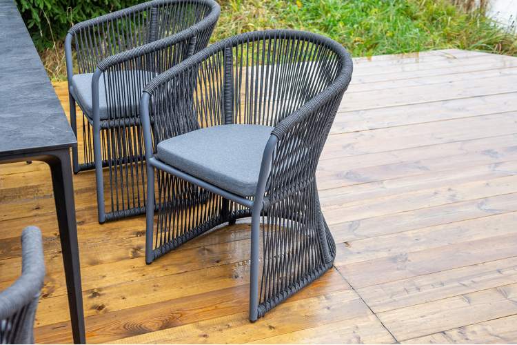 "Романо" обеденная группа на 6 персон, каркас темно-серый, роуп темно-серый-5