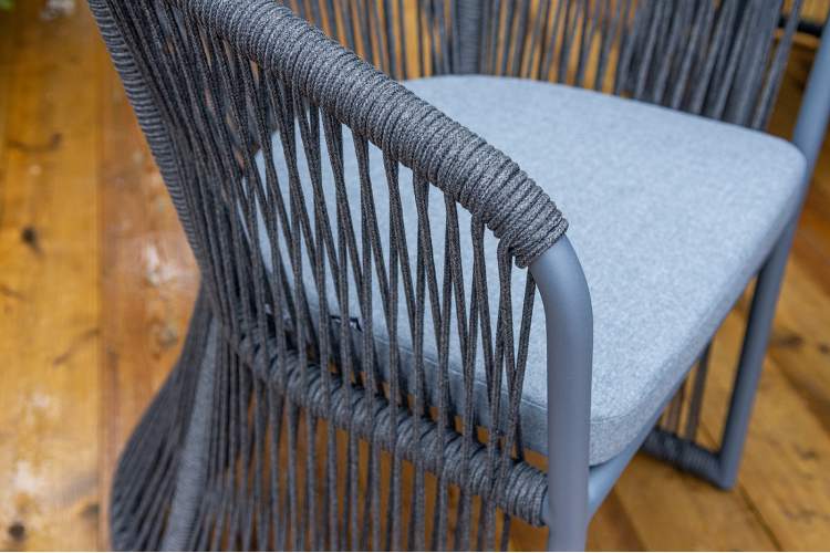 "Романо" обеденная группа на 6 персон, каркас темно-серый, роуп темно-серый-6