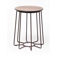 "Эквадор" журнальный стол из HPL круглый Ø40 H55, каркас из алюминия коричневый (RAL 8016) муар, цвет столешницы "дуб"