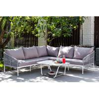 "Канны" модульная угловая лаунж-зона из роупа (веревки), цвет светло-серый