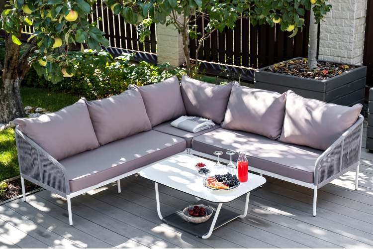 "Канны" модульная угловая лаунж-зона из роупа (веревки), цвет светло-серый-8