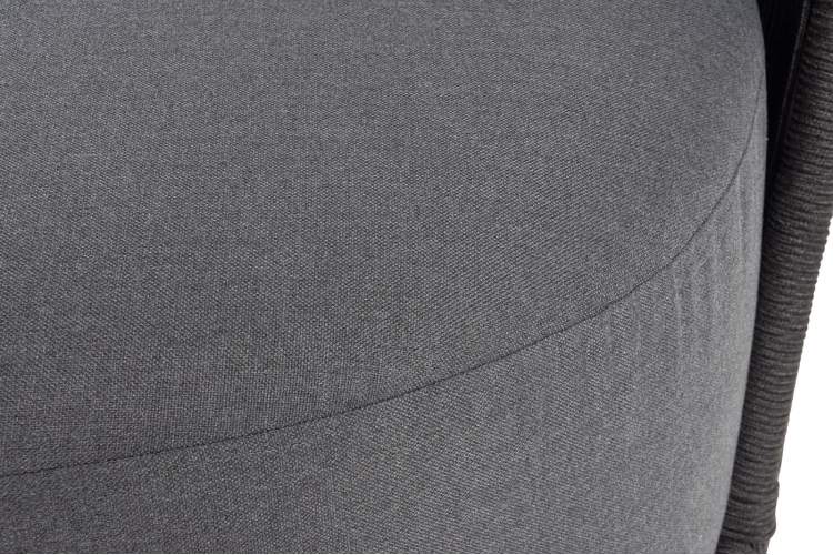 "Монтелла" диван 3-местный плетеный из роупа, каркас алюминий темно-серый (RAL7024) муар, роуп темно-серый круглый, ткань темно-серая 027-7