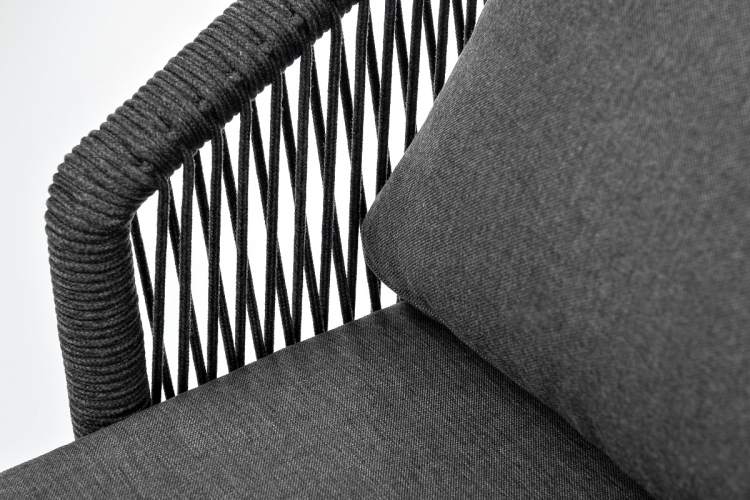 "Верона" кресло плетеное из роупа, каркас алюминий темно-серый (RAL7024) муар, роуп темно-серый круглый, ткань темно-серая 027-4