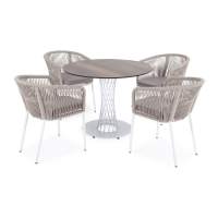 "Диего" обеденная группа на 4 персоны, круглый стол "дуб", цвет бежевый