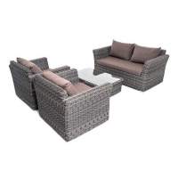  Капучино Сингл  лаунж-зона из искусственного ротанга, цвет графит