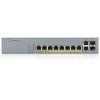 Коммутатор/ ZYXEL GS1350-12HP L2 PoE + switch for IP cameras, 10xGE (8xPoE +), 2xSFP, PoE budget 130 W, power transmission distance up to 250 m, auto-reloading of PoE ports, increased overvoltage and electrostatic discharge protection