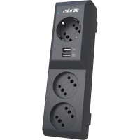 Сетевой фильтр/ Surge protector Pilot 3G 3xGP euro outlets, 10А/2.2кВа, 2xUSB, 3m, grafit