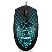 Мышь Sven RX-70 чёрная (2+1кл. 1200DPI, подсветка,  каб. 1,5м, блист.) [SV-017262]