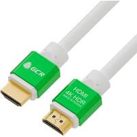 Кабель Greenconnect 1.0m HDMI версия 2.0, HDR 4:2:2, Ultra HD, 4K 60 fps 60Hz/5K*30Hz, 3D, AUDIO, 18.0 Гбит/с, 28/28 AWG, OD7.3mm, тройной экран, белый, AL корпус зеленый, GCR-51295 [GCR-51295]