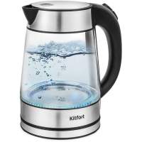 Чайник электрический Kitfort КТ-6105 1.7л. 2200Вт нержавеющая сталь/черный корпус: стекло/металл/пластик