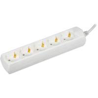 Сетевой удлинитель IEK У05 3м (5 розеток) белый (пакет ПЭ)