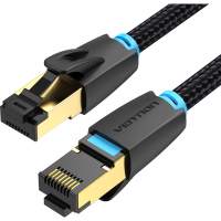 Патч-корд Vention прямой SFTP cat.8 RJ45 - 2м. Черный Тканевая оплетка