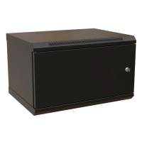 Шкаф коммутационный WRline (WR-TW-0945-SR-RAL9004) настенный 9U 600x450мм пер.дв.металл 2 бок.пан. направл.под винты 60кг черный 350мм 500мм IP20 сталь