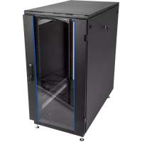 Шкаф коммутационный ЦМО (ШТК-М-18.6.6-1ААА-9005) напольный 18U 600x600мм пер.дв.стекл задн.дв.стал.лист 2 бок.пан. направл.под закл.гайки 270кг черный 455мм 48.6кг 180град. 960мм IP20 сталь