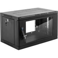 Шкаф коммутационный ЦМО (ШРН-6.350-9005) настенный 6U 600x350мм пер.дв.стекл 200кг черный 300мм 180град.