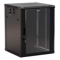 Шкаф коммутационный Hyperline (TWB-2245-GP-RAL9004) настенный 22U 600x450мм пер.дв.стекл 60кг черный 275мм 180град. 1086мм IP20 сталь