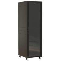 Шкаф серверный Hyperline (TTBR-4261-AS-RAL9004) напольный 42U 600x1000мм пер.дв.стекл задн.дв.спл.стал.лист 2 бок.пан. 800кг черный 910мм 2055мм IP20 сталь