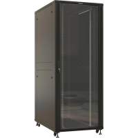 Шкаф серверный Hyperline (TTBR-4281-AS-RAL9004) напольный 42U 800x1000мм пер.дв.стекл задн.дв.спл.стал.лист 4 бок.пан. 1000кг черный 910мм 140.8кг 2055мм IP20 сталь