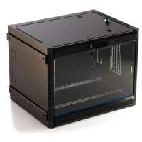 Шкаф коммутационный Hyperline (TWB-FC-1266-GP-RAL9004) настенный 12U 600x600мм пер.дв.стекл 60кг черный 662мм IP20 сталь