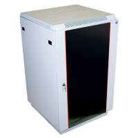 Шкаф коммутационный ЦМО (ШТК-М-18.6.6-1ААА) напольный 18U 600x600мм пер.дв.стекл задн.дв.стал.лист 2 бок.пан. направл.под закл.гайки 270кг серый 455мм 48.6кг 180град. 960мм