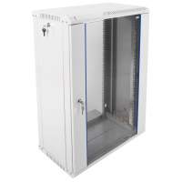Шкаф коммутационный ЦМО ШРН-ЭКОНОМ (ШРН-Э-18.350) настенный 18U 600x350мм пер.дв.стекл направл.под закл.гайки 85кг серый 300мм 22.14кг 180град. 878мм IP20 сталь
