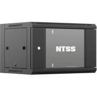 Шкаф коммутационный NTSS (NTSS-W9U6060GS-BL) настенный 9U 570x600мм пер.дв.стекл 60кг черный 500мм 22кг 220град. 500мм IP20 сталь
