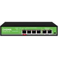 Коммутатор Digma DSP204G-2G-T80 (L2) 6x1Гбит/с 4PoE 4PoE+ 1PoE++ 80W неуправляемый