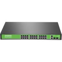 Коммутатор Digma DSP224F-2C-R400 DSP224F-2C-R400 V1 (L2) 24x100Мбит/с 2xКомбо(1000BASE-T/SFP) 24PoE 24PoE+ 400W неуправляемый