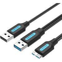 Кабель Vention USB 3.0 AM/micro B, USB 2.0 AM - 0.5м [CQPBD]