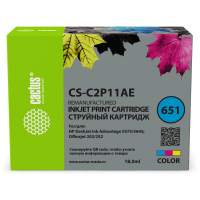 Картридж струйный Cactus CS-C2P11AE № 651 многоцветный (18мл) для HP 5575/5645 OJ 202/252