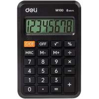Калькулятор карманный Deli EM100 черный 8-разр.