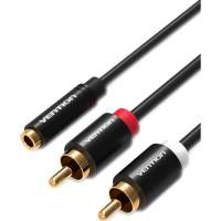 Кабель Vention аудио Jack 3,5 mm F/2RCA M - 1м Черный [VAB-R01-S100]