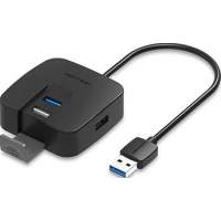 Концентратор Vention OTG USB 2.0/ USB 3.0 на 4 порта Черный - 0.5м. [CHABD]