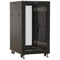 Шкаф коммутационный Hyperline (TTBR-1868-DD-RAL9004) напольный 18U 600x800мм пер.дв.перфор.2ств. задн.дв.перфор.2-хст. 800кг черный 710мм 988мм IP20 сталь