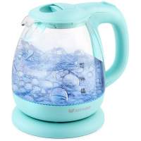 Чайник электрический Kitfort КТ-653-1 1л. 1100Вт голубой корпус: стекло/пластик