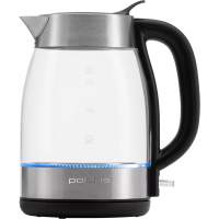Чайник электрический Polaris PWK 1817CGL 1.8л. 2200Вт нержавеющая сталь/черный корпус: стекло/металл